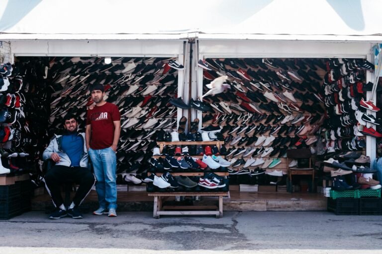 men on a shoe stall