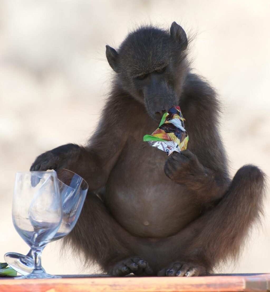 baboon while eating