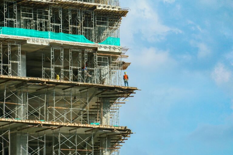 a construction worker standing in a construction site