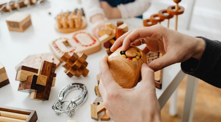 a person playing with a jigsaw