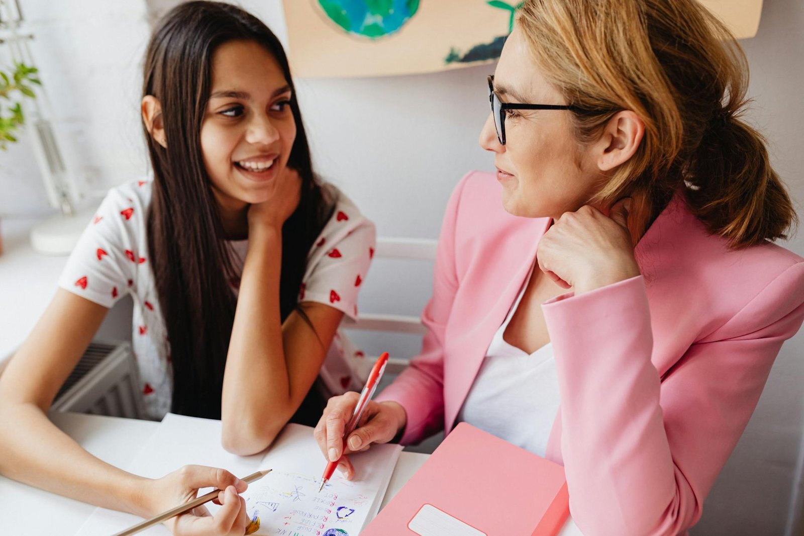 a woman teaching her students