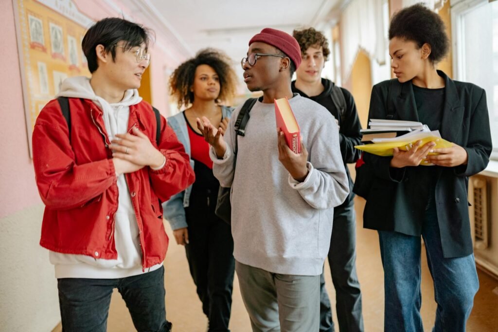 students walking in the corridor