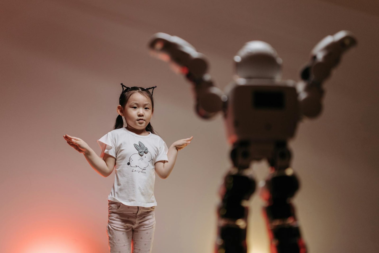 a robot imitating a girl s movement