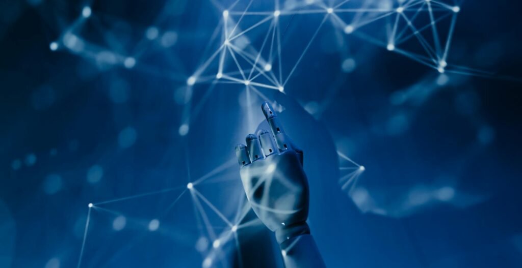 robot pointing on a wall